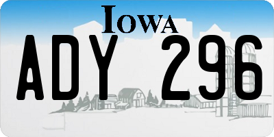 IA license plate ADY296