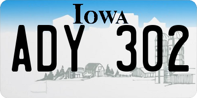 IA license plate ADY302