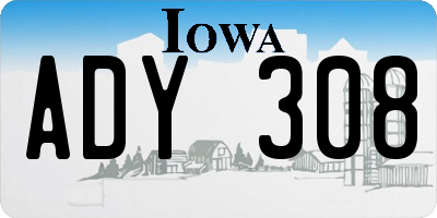 IA license plate ADY308
