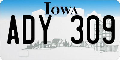 IA license plate ADY309
