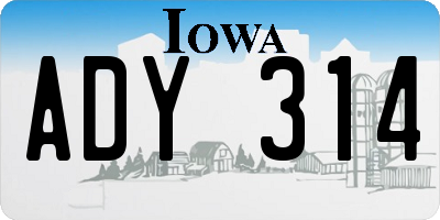 IA license plate ADY314