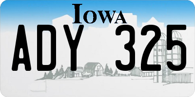 IA license plate ADY325