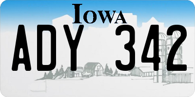 IA license plate ADY342
