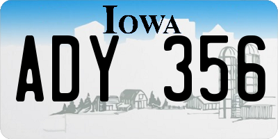 IA license plate ADY356