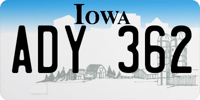 IA license plate ADY362