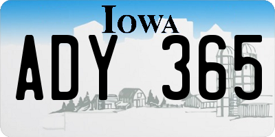 IA license plate ADY365