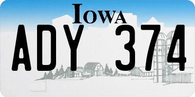 IA license plate ADY374