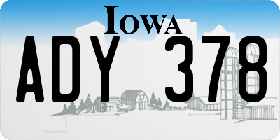 IA license plate ADY378