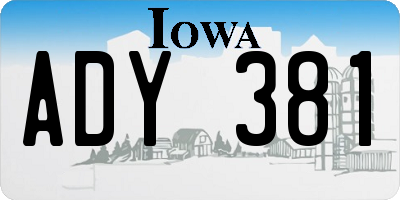 IA license plate ADY381