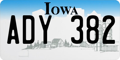 IA license plate ADY382