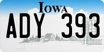 IA license plate ADY393