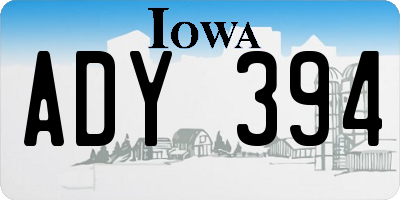 IA license plate ADY394