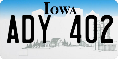 IA license plate ADY402