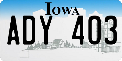 IA license plate ADY403