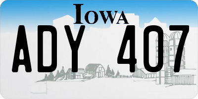 IA license plate ADY407