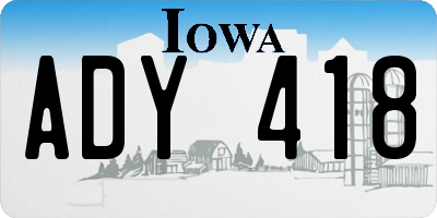 IA license plate ADY418