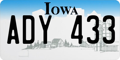 IA license plate ADY433