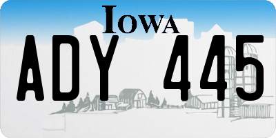 IA license plate ADY445