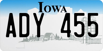 IA license plate ADY455