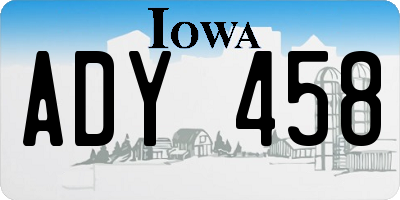 IA license plate ADY458