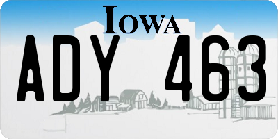 IA license plate ADY463