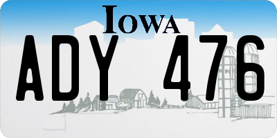 IA license plate ADY476