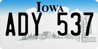 IA license plate ADY537