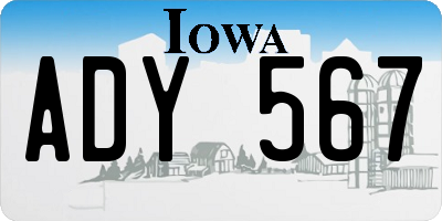 IA license plate ADY567