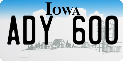 IA license plate ADY600