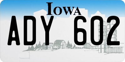 IA license plate ADY602