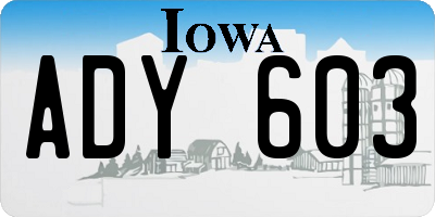 IA license plate ADY603