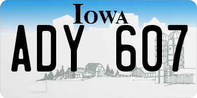 IA license plate ADY607