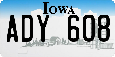 IA license plate ADY608