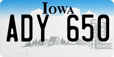 IA license plate ADY650