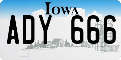 IA license plate ADY666