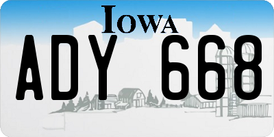 IA license plate ADY668
