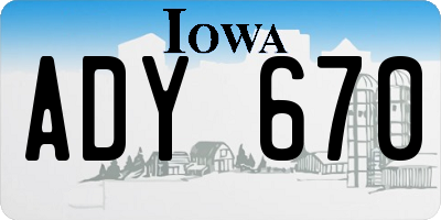 IA license plate ADY670