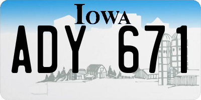IA license plate ADY671