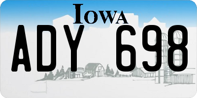 IA license plate ADY698