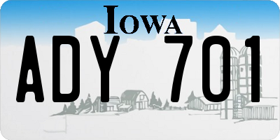 IA license plate ADY701