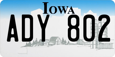 IA license plate ADY802