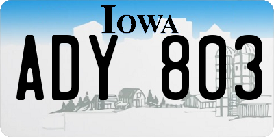 IA license plate ADY803