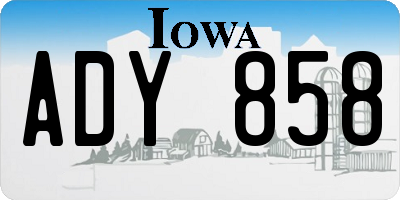 IA license plate ADY858