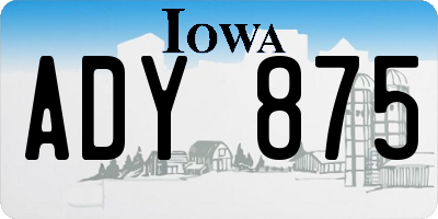 IA license plate ADY875