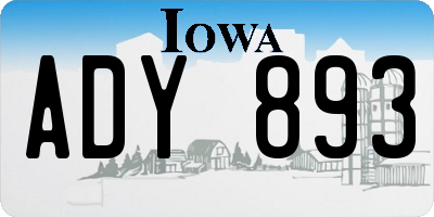 IA license plate ADY893