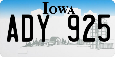 IA license plate ADY925