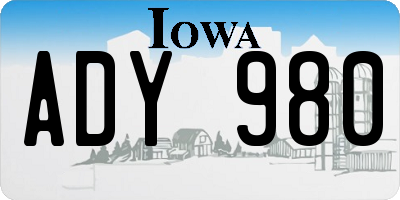 IA license plate ADY980