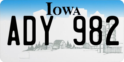 IA license plate ADY982