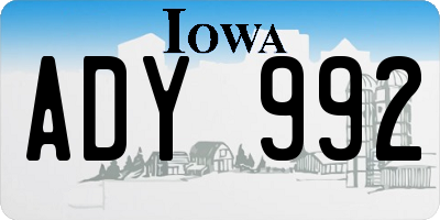IA license plate ADY992