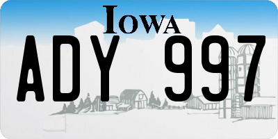 IA license plate ADY997